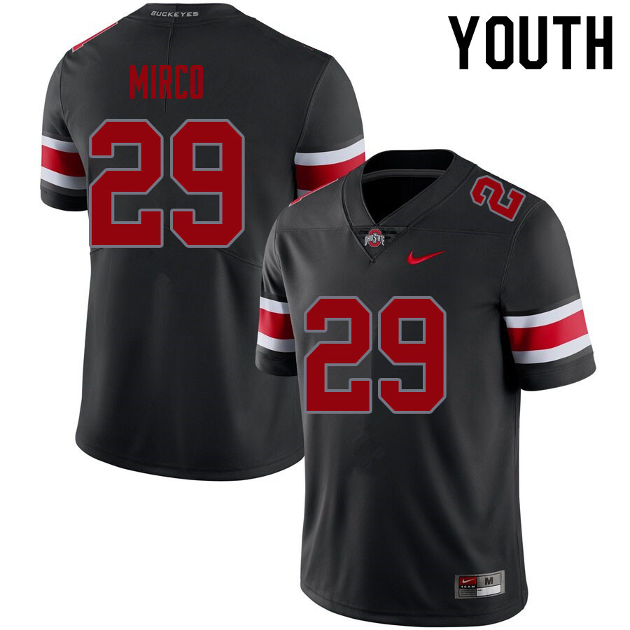 Youth Ohio State Buckeyes #29 Jesse Mirco Blackout Authentic College Stitched Football Jersey 23LQ042LH